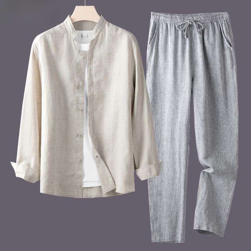 Lightweight Breathable Cotton  - Mens Linen Shirt Long Sleeve ulasan dan harga