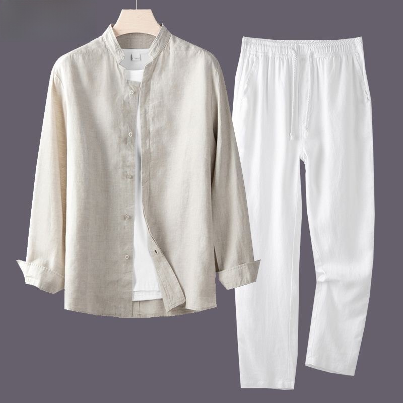 Lightweight Breathable Cotton  - Mens Linen Shirt Long Sleeve ulasan dan harga