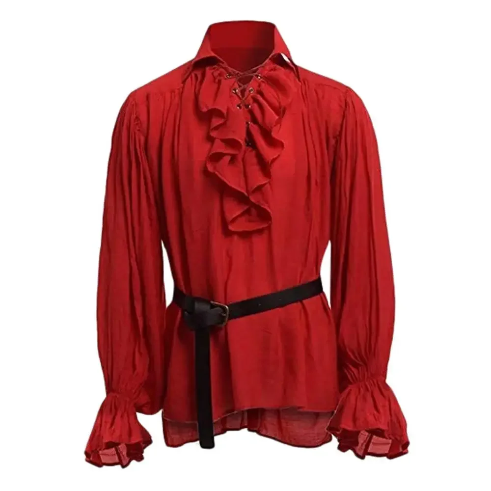 Medieval Shirts Ruffled Gothic - Medieval Gothic Lace Up Pirate Shirt ulasan dan harga