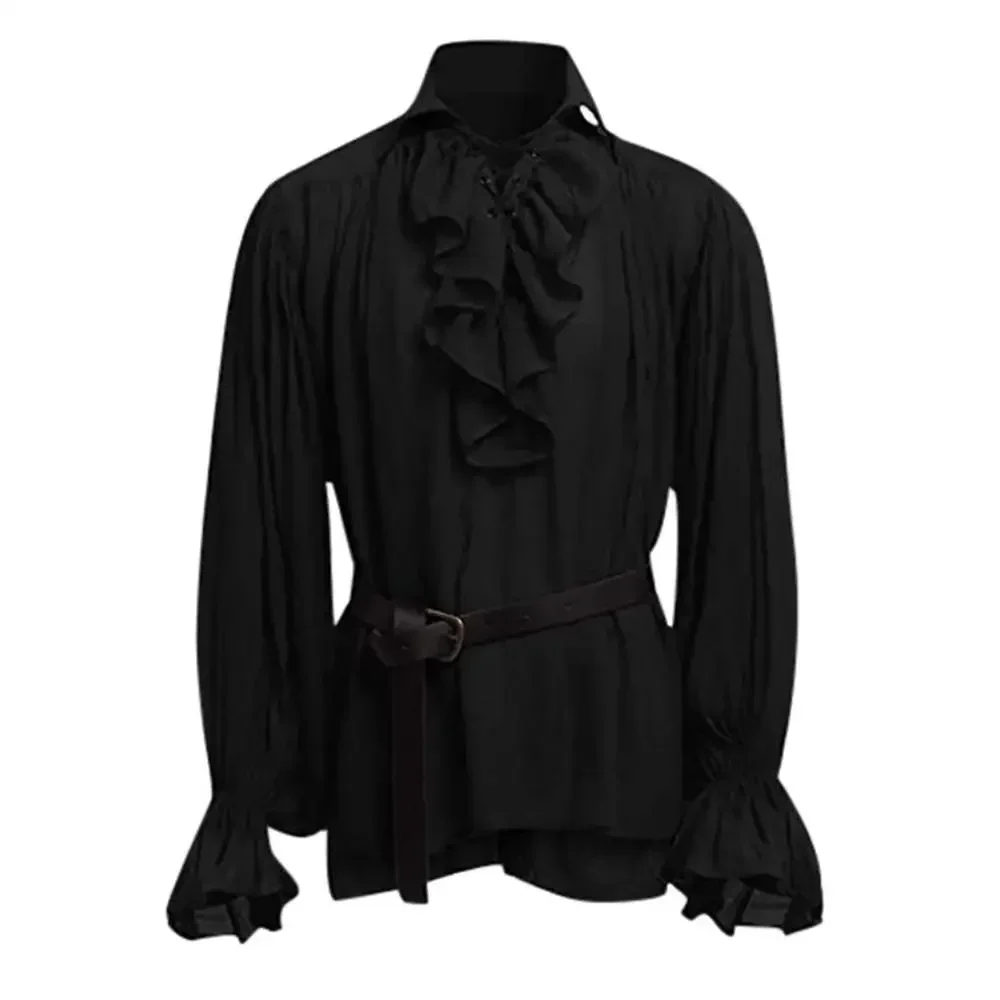 Medieval Shirts Ruffled Gothic - Medieval Gothic Lace Up Pirate Shirt ulasan dan harga