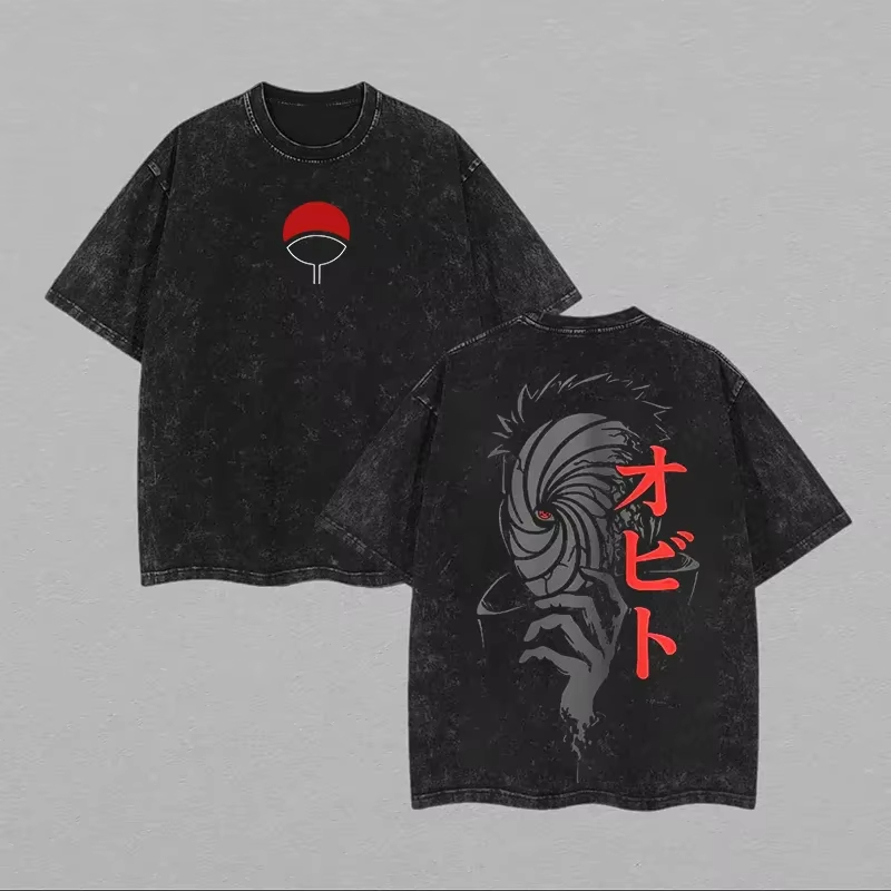 Naruto Obito Uchiha Men T Shir - Acid Wash Vintage Graphic T Shirt ulasan dan harga
