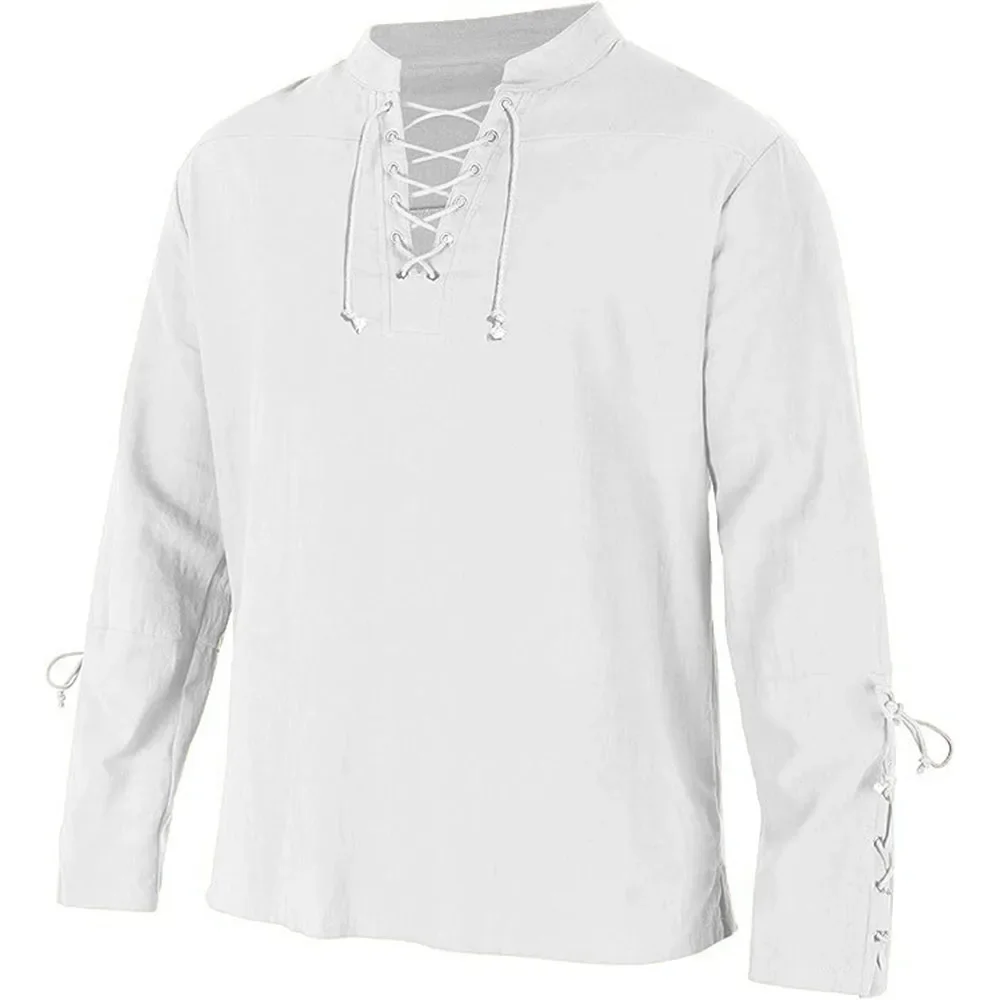 Men's Long Sleeve Shirts Lace  - Medieval Gothic Lace Up Pirate Shirt ulasan dan harga