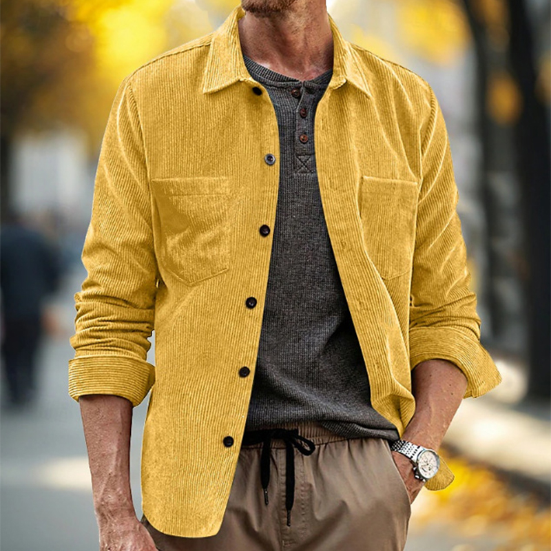 Spring Fall Daily Leisure Mens - Corduroy Button Up Shirt Men ulasan dan harga
