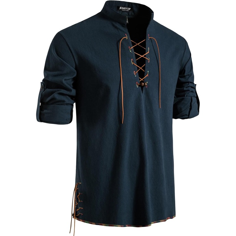 Mens Pirate Shirt Viking Retro - Medieval Gothic Lace Up Pirate Shirt ulasan dan harga