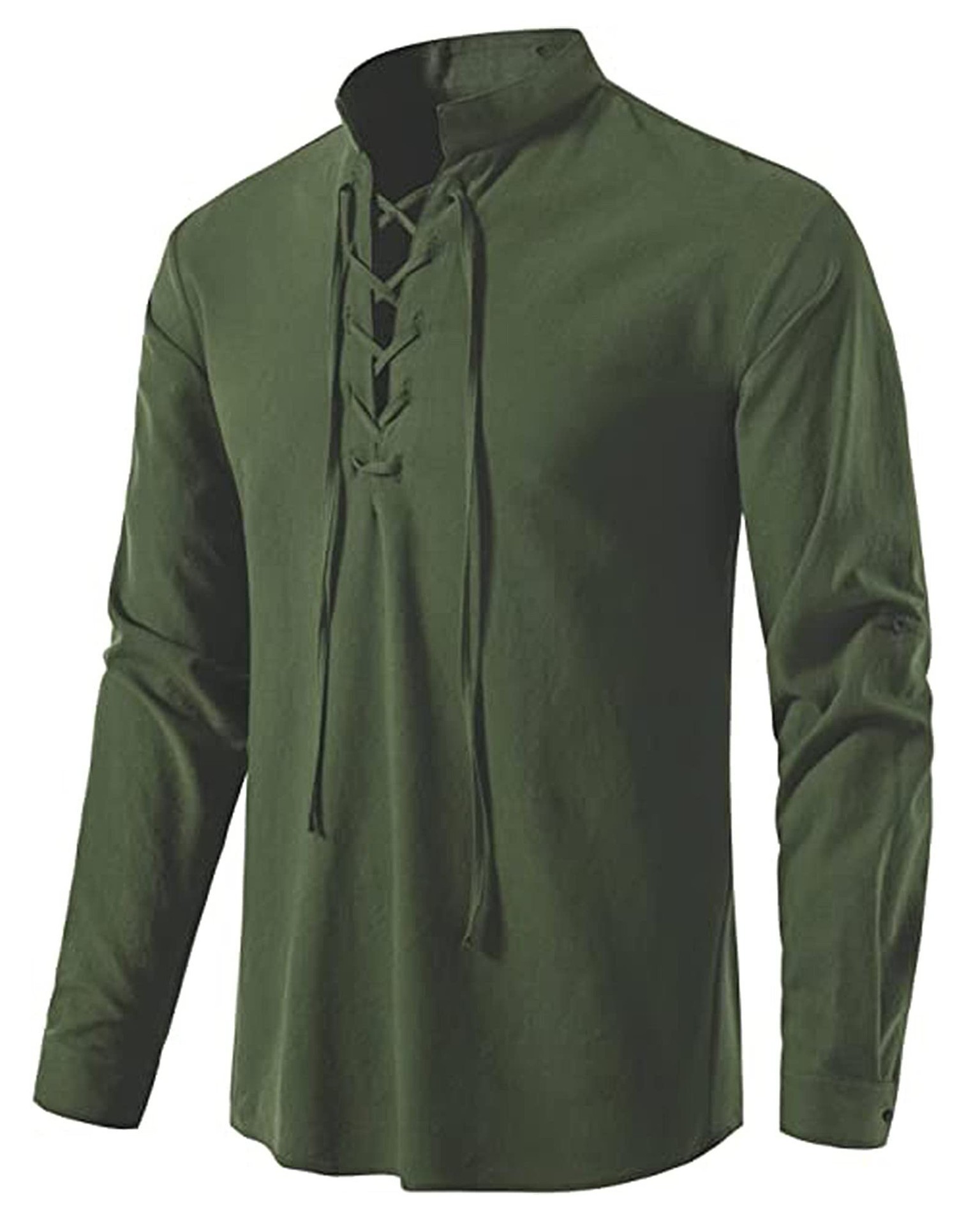 Men's Medieval Lace Up Cotton  - Mens Linen Shirt Long Sleeve ulasan dan harga