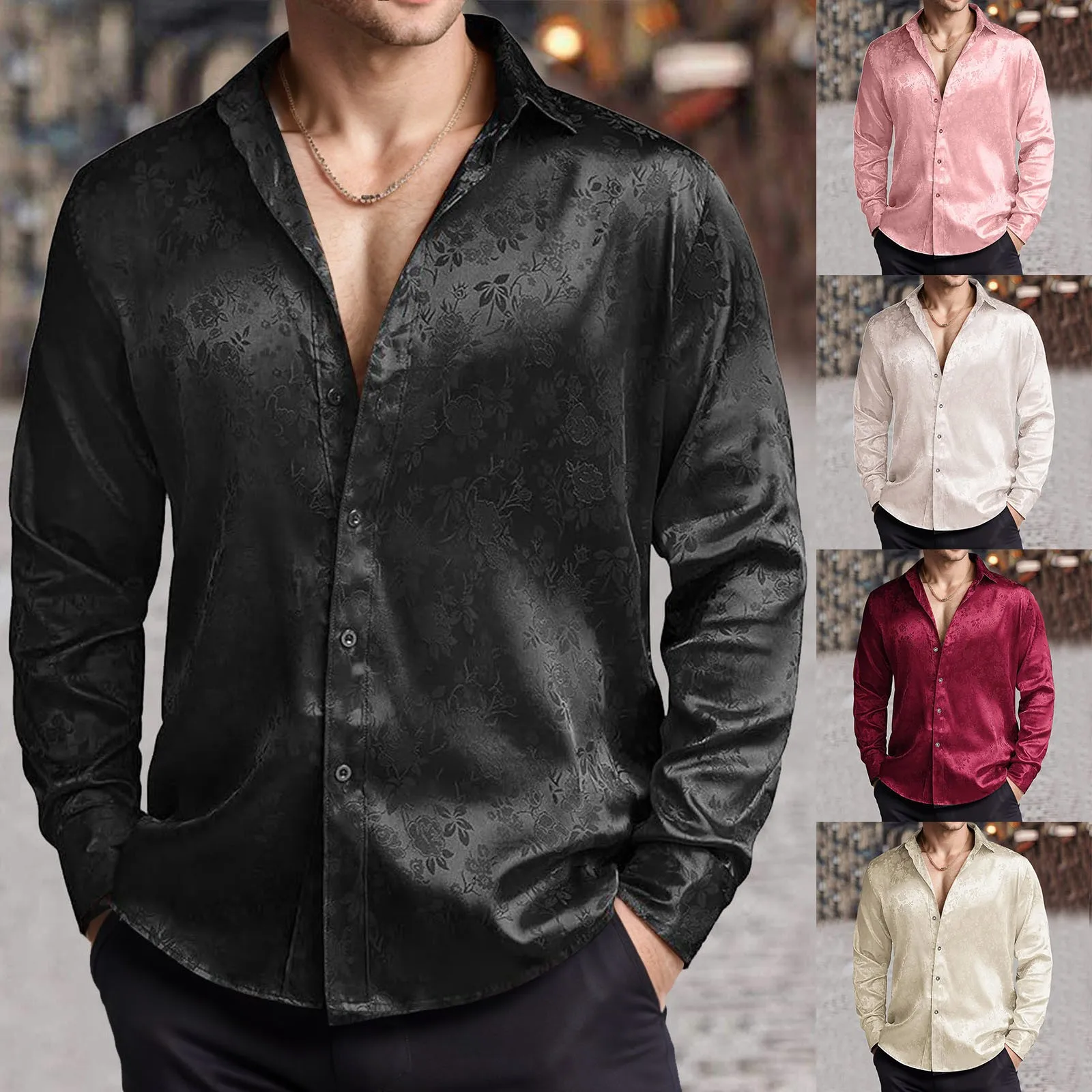 Mens Imitation Silk Satin Dres - Mens Satin Silk Dress Shirt ulasan dan harga