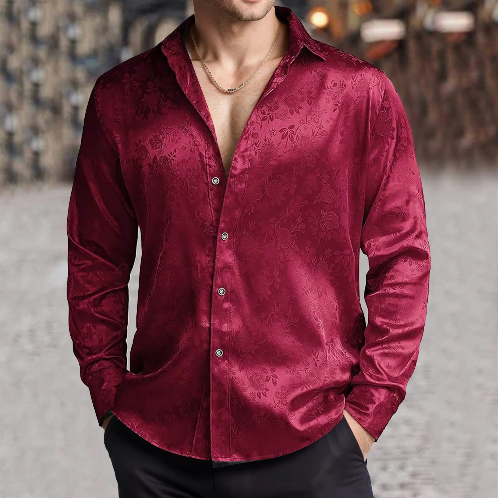 Mens Imitation Silk Satin Dres - Mens Satin Silk Dress Shirt ulasan dan harga