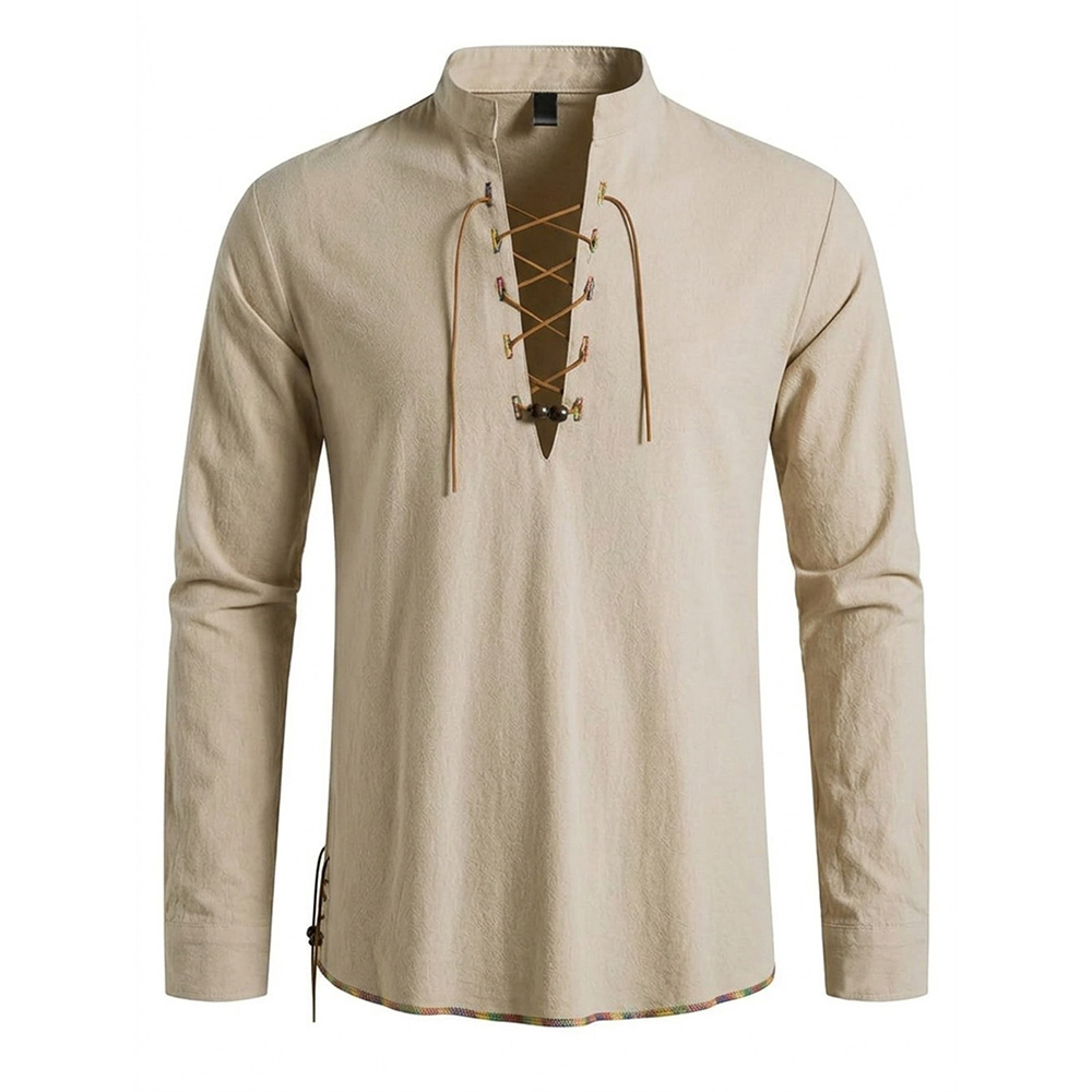 Men's Henley Neck Medieval Shi - Medieval Gothic Lace Up Pirate Shirt ulasan dan harga