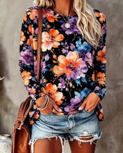 Women's Floral Print Top Navy  - T-Shirts ulasan dan harga