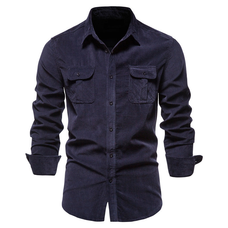 Vintage Solid Color Corduroy S - Corduroy Button Up Shirt Men ulasan dan harga