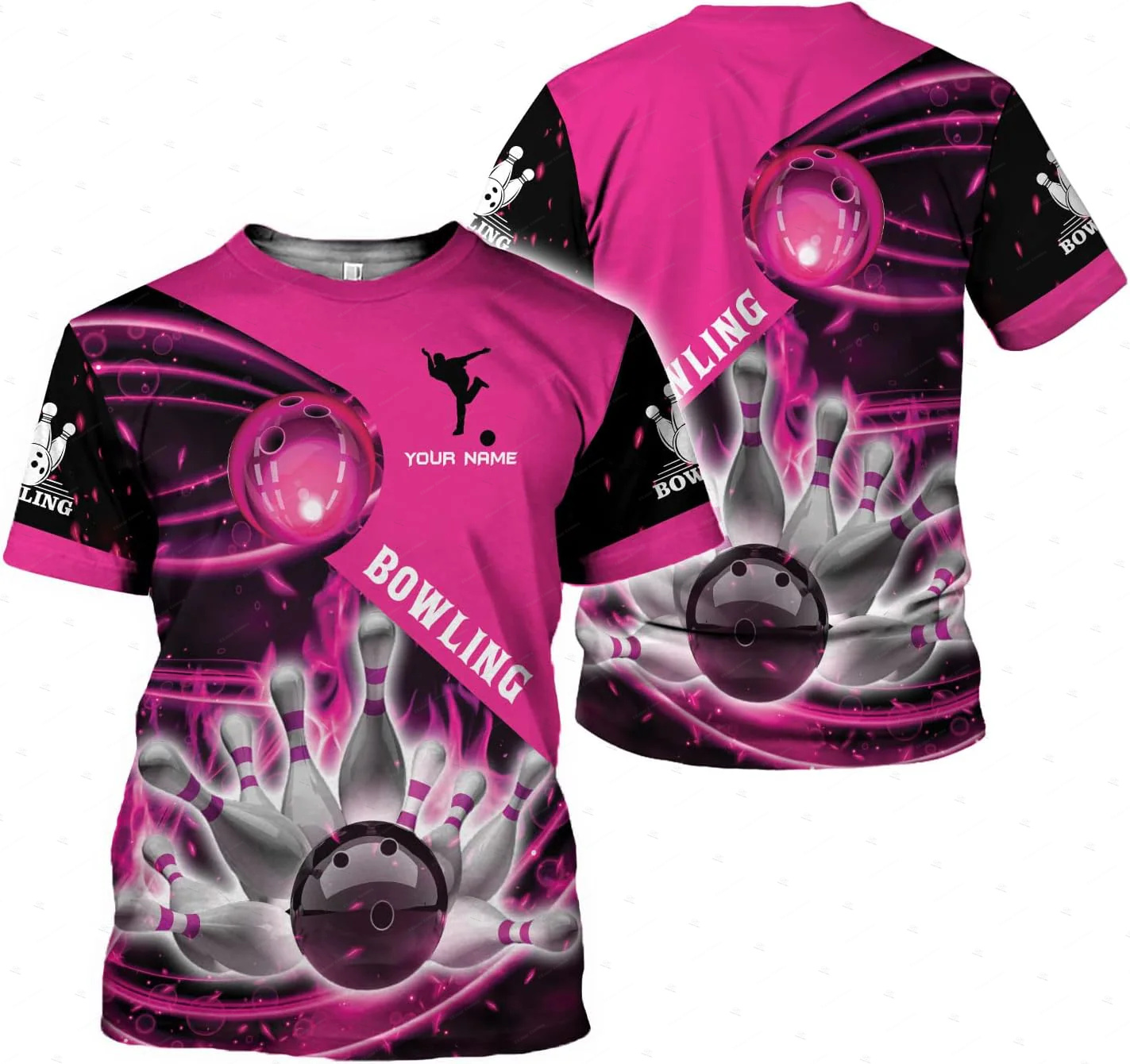 Custom Name Gradient Bowling F - Short Sleeve Bowling Shirt Retro ulasan dan harga
