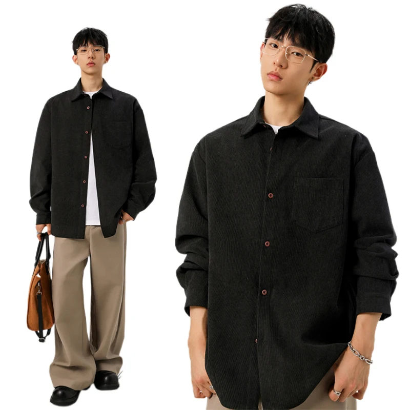 Male Button‑Up Corduroy Top La - Corduroy Button Up Shirt Men ulasan dan harga