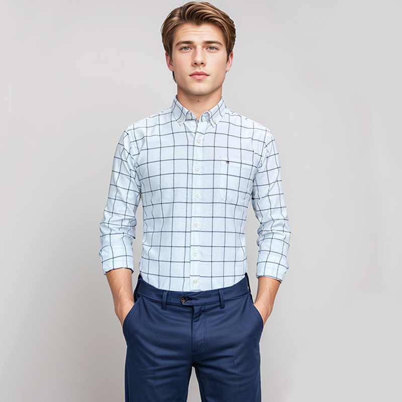 Men's 100% Cotton Shirt Long S - Oxford Cotton Casual Shirt Business ulasan dan harga