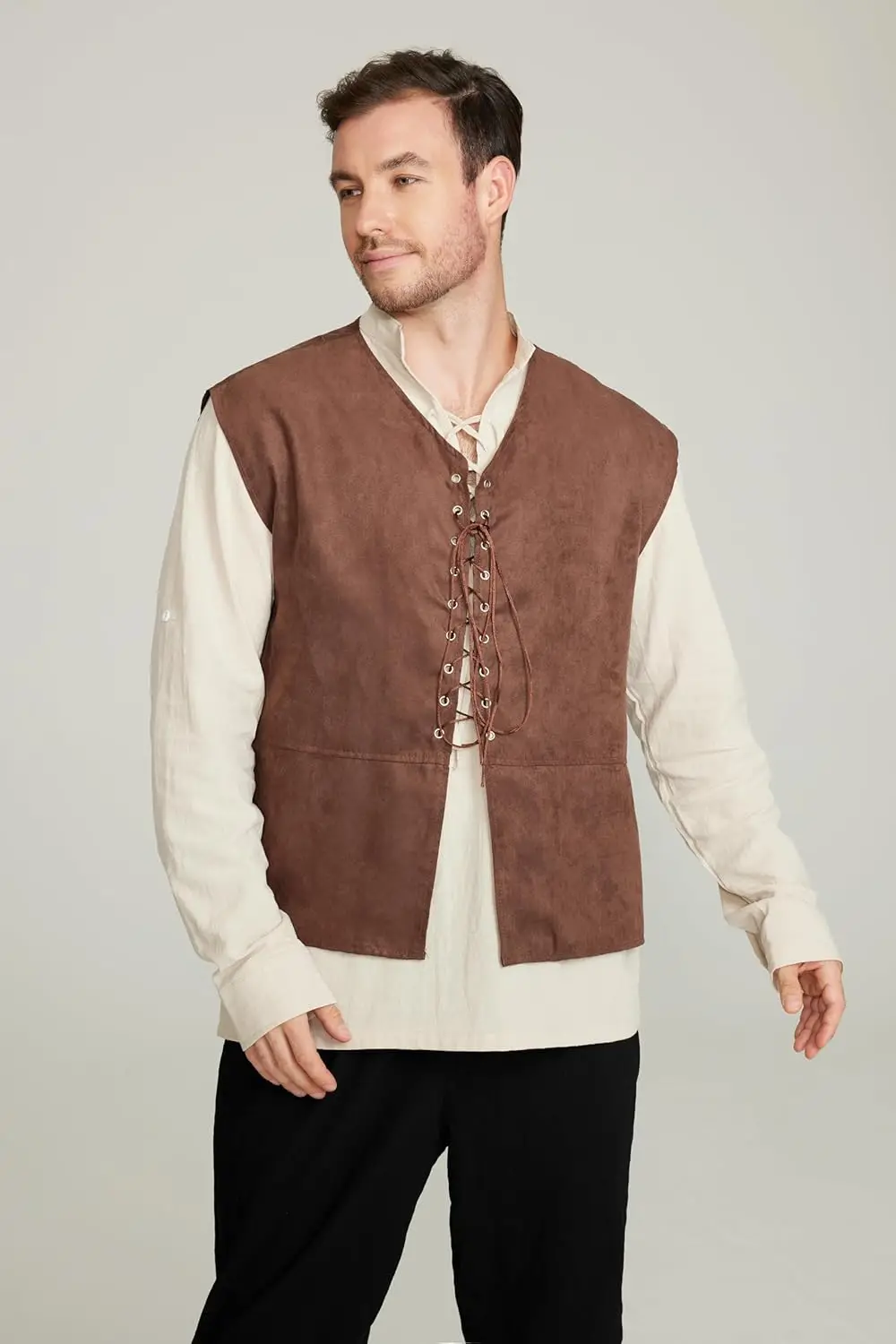 2-piece Set Men's Medieval Pir - Medieval Gothic Lace Up Pirate Shirt ulasan dan harga