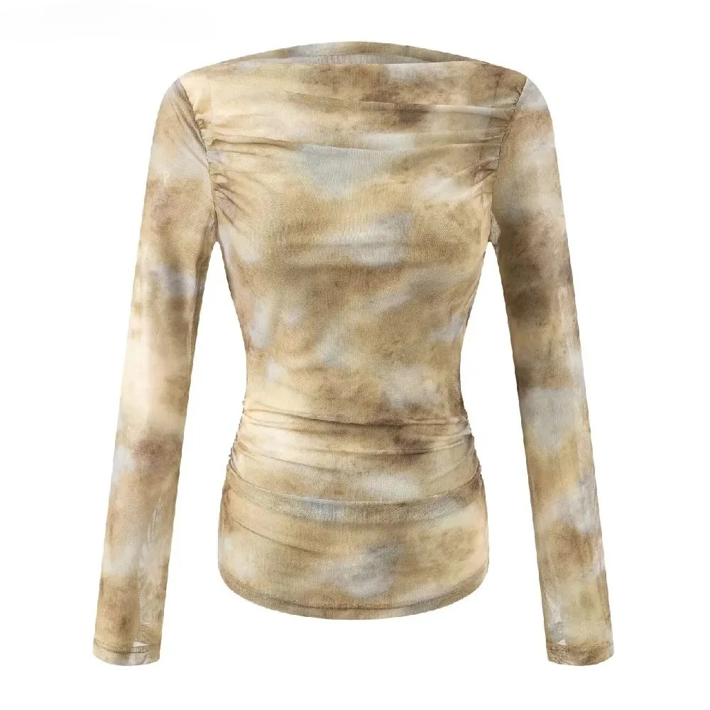2025 Sexy Tie-Dye Print Ruched - T-Shirts ulasan dan harga