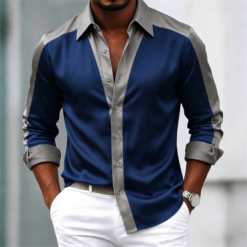 Men's shirt satin shirt dress  - Mens Satin Silk Dress Shirt ulasan dan harga