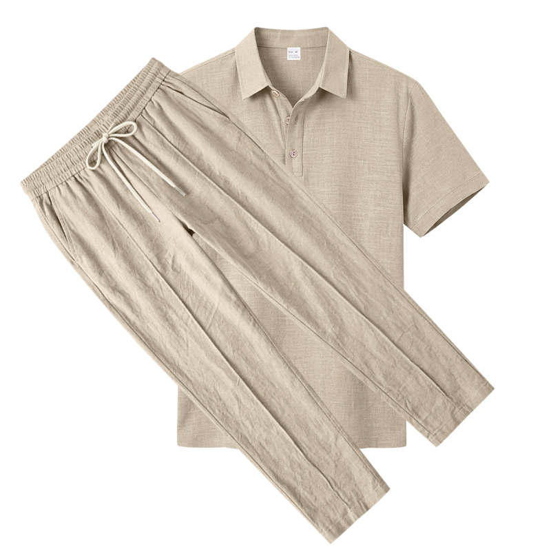 Men's 2 Piece Polo Set Short S - Mens Linen Shirt Long Sleeve ulasan dan harga