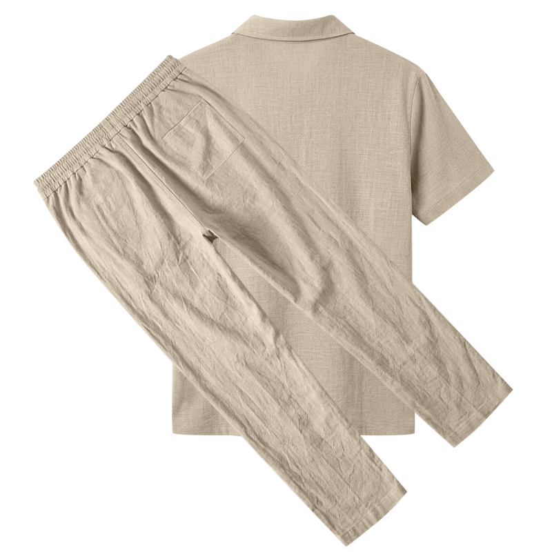 Men's 2 Piece Polo Set Short S - Mens Linen Shirt Long Sleeve ulasan dan harga