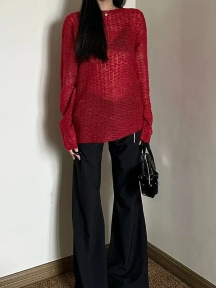 Y2K See-Through Knitted Women' - T-Shirts ulasan dan harga