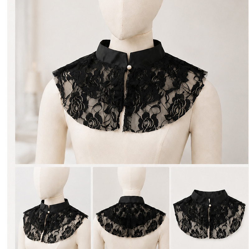Elegant Lace Floral False Coll - Shirts ulasan dan harga