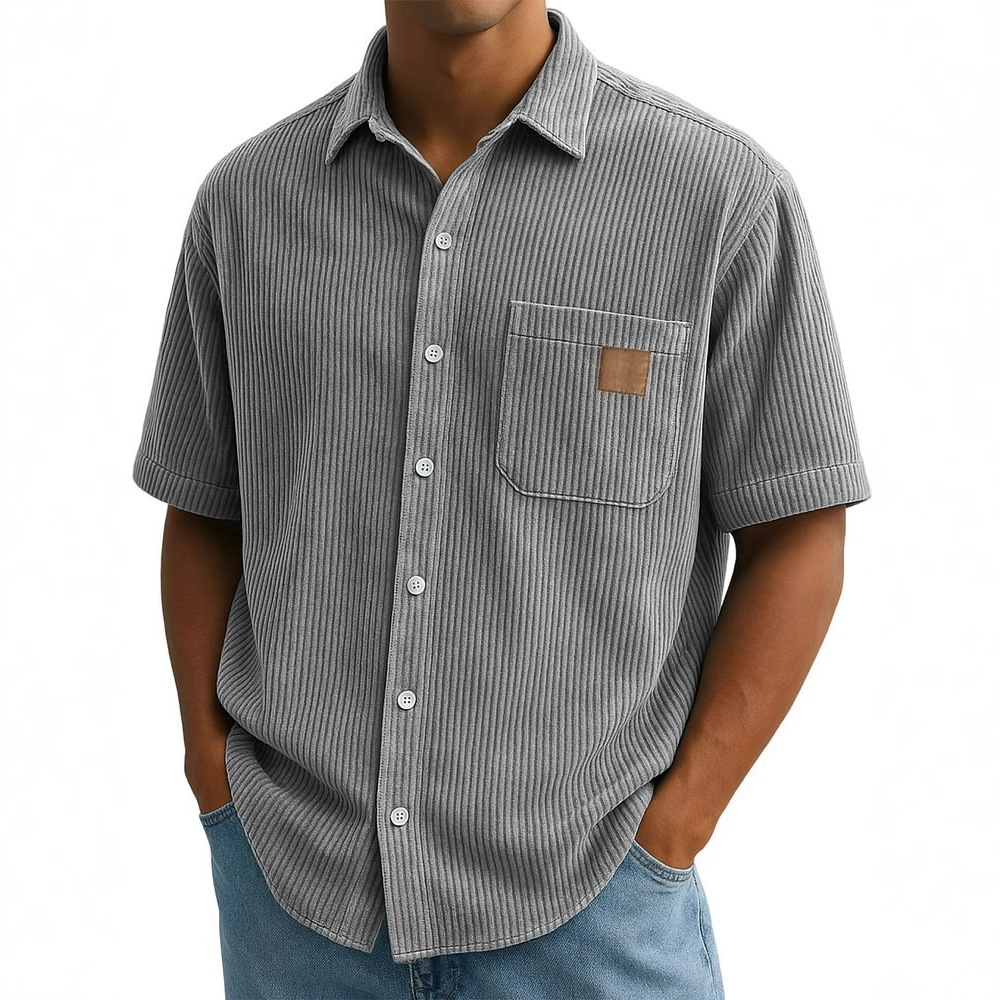 Men's Corduroy Short-Sleeve Sh - Corduroy Button Up Shirt Men ulasan dan harga